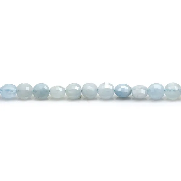 Aguamarina de color azul, de forma redonda plana facetada 4.5mm x 39cm