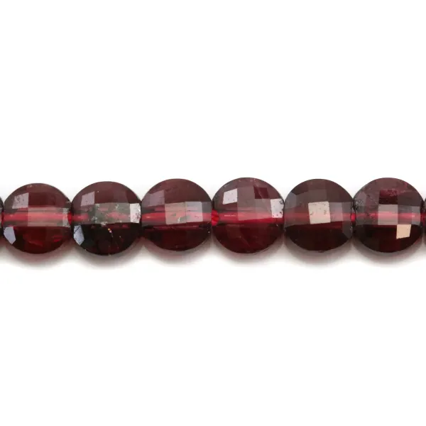 Flat faceted round garnet 4mm x 40cm