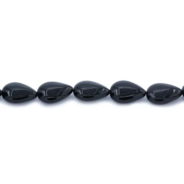 Schwarzer Achat Tropfen flach 18 x 24mm