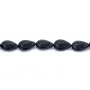 Black Agate Flat Drop 18 x 24mm