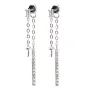 Clous d'oreilles strass & Poussoirs pavé pour semi percé 3x35mm - oxyde de zirconium & Argent 925 rhodié x 2pcs