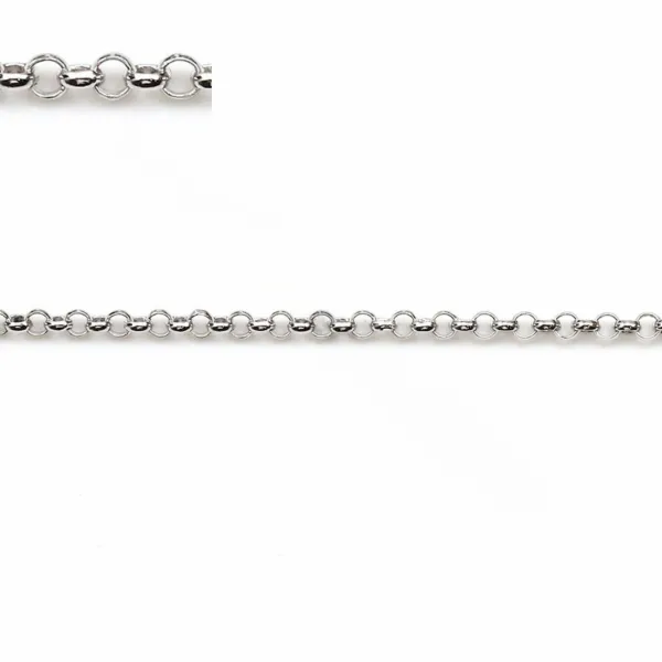 Corrente de prata 925 rodinada malha jaseron 1.5mm x 50cm