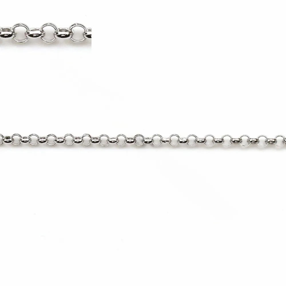 Corrente de prata 925 rodinada malha jaseron 1.5mm x 50cm