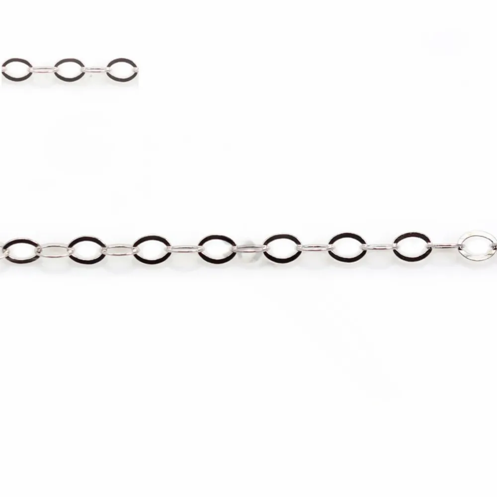 Catena in argento 925 maglia rotonda piatta 3.5mm x 50cm