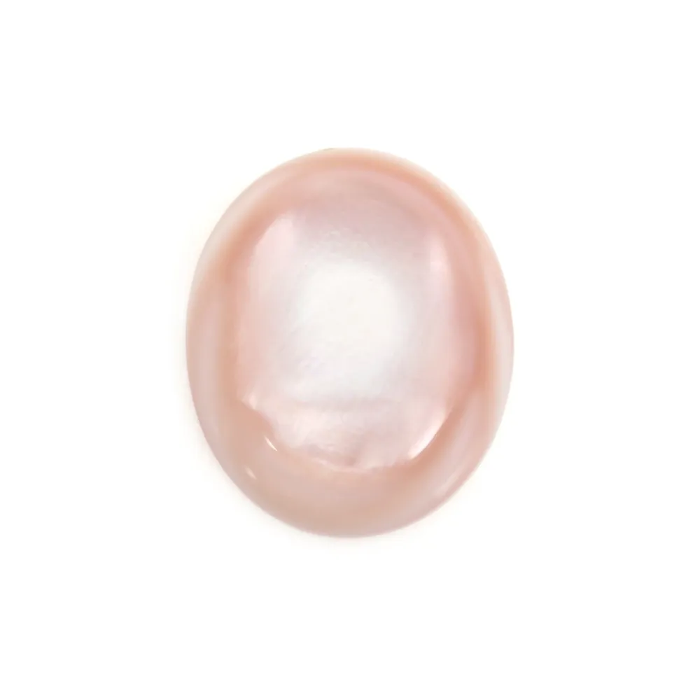 Cabochão de Madrepérola rosa oval 10x12mm x 1 peça