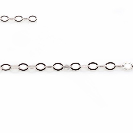 925 rhodium-plated silver chain flat curb link 1.7x2.1mm x 50cm