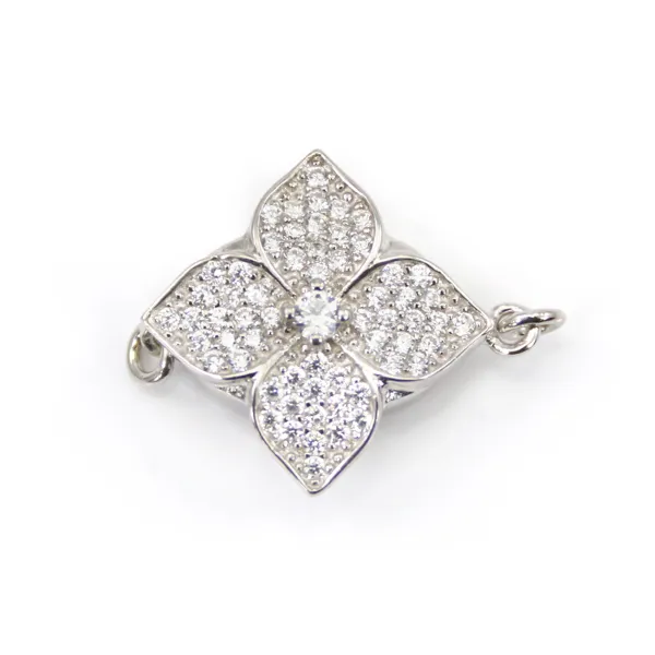 Flower clip clasp 17x20mm in 925 silver for jewelry making