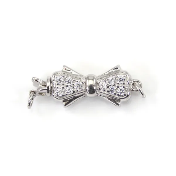 Cierre de clip lazo corazón 9x23mm en plata 925 para creación de joyas