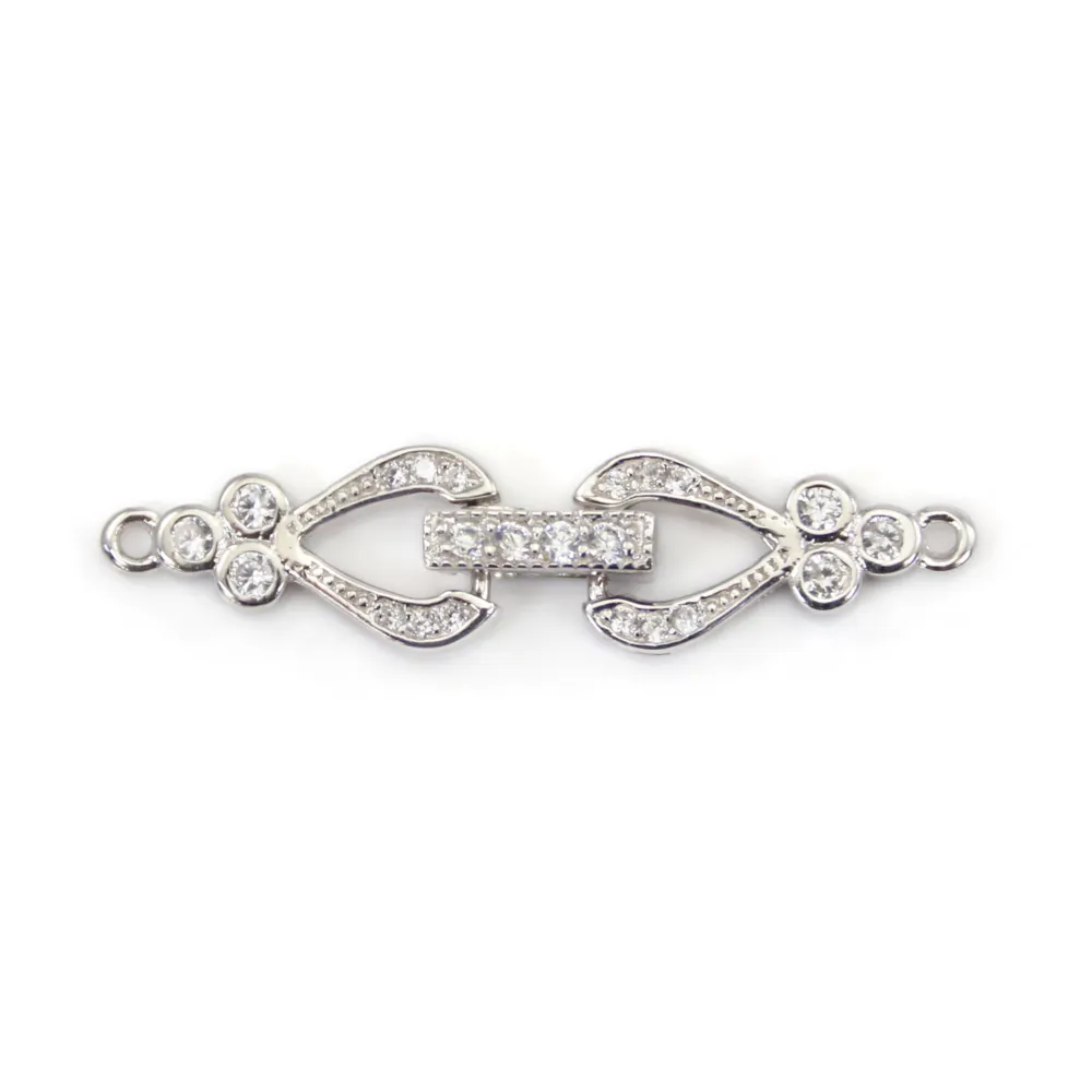 Fermoir à clipser style ancien 7.5x32mm en argent 925 pour création de bijoux