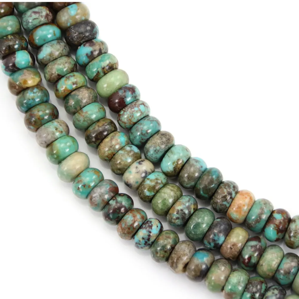 Perles turquoise Heishi 3.5x6mm qualité AB avec texture marbrée pour créations DIY