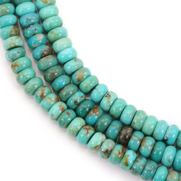 Perles turquoise Heishi 3x6mm qualité A avec teinte bleu-vert pour créations DIY