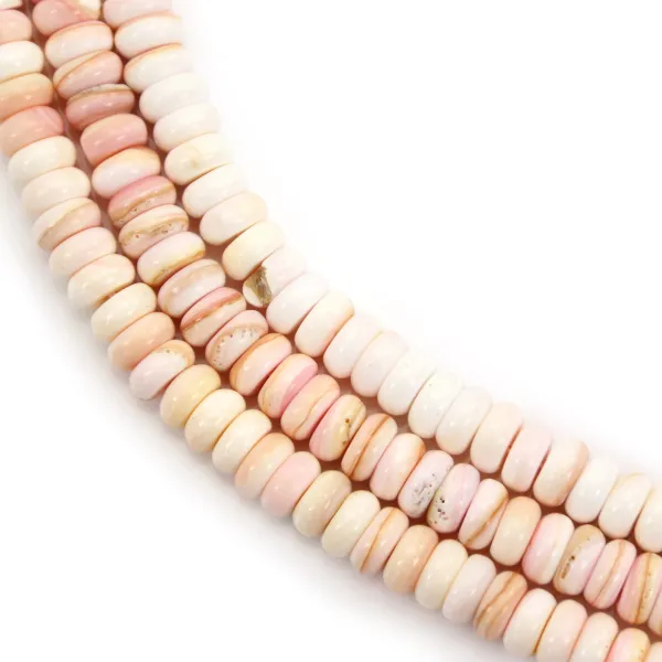 Perles lambi rose Heishi 3x6mm qualité B avec teinte rose pâle pour créations DIY