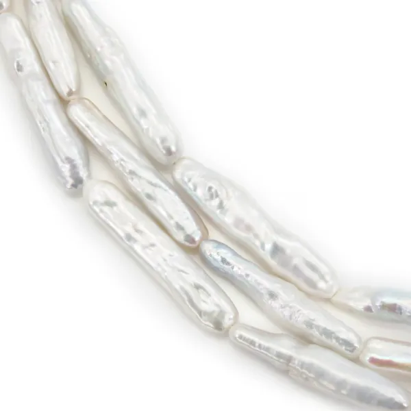 Perlas de agua dulce cultivadas blancas 5x24mm tubo con brillo nacarado para creaciones DIY