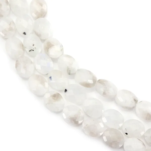 Fil de 39cm de pierres de lune ovales facettées 8x10mm qualité AB pour bijoux élégants