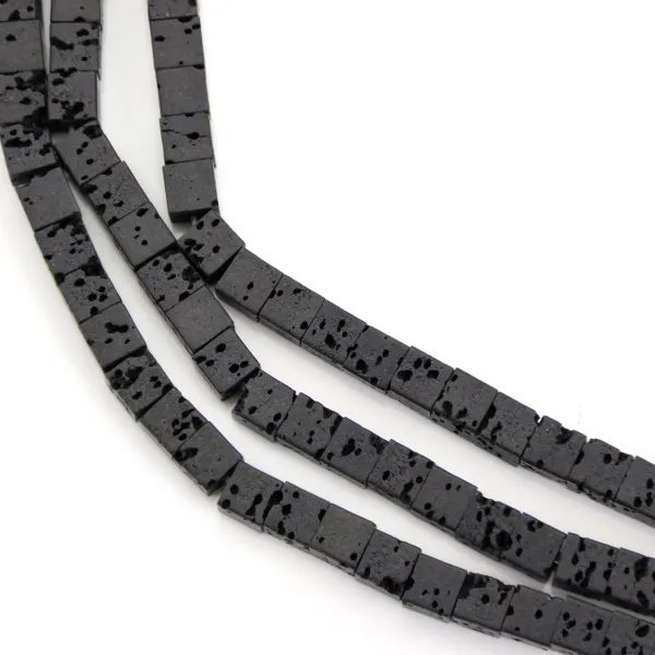 38cm strand of 4mm lava stone cubes for natural style jewelry