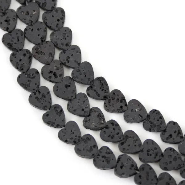 Pierres de lave 6mm cœurs avec texture poreuse pour créations DIY