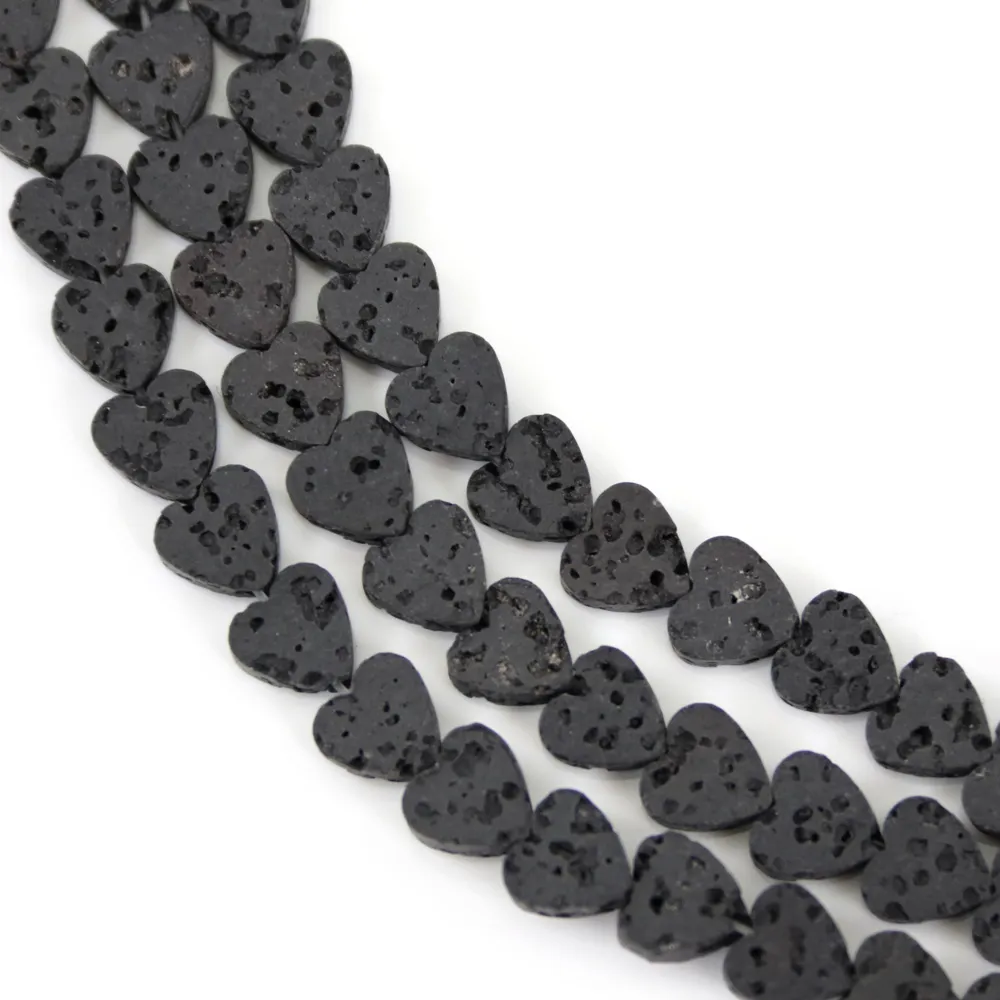 Pierdas de lava 6mm corazones con textura porosa para creaciones DIY