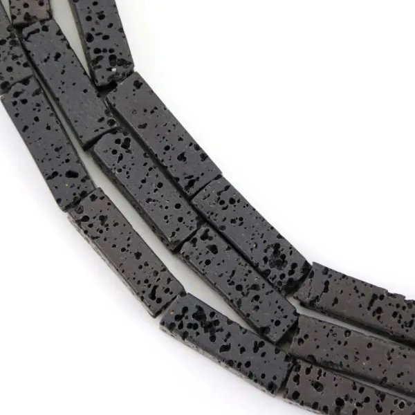 Fil de 38cm de pierres de lave rectangles 4x13mm pour bijoux au style naturel