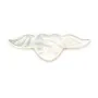 White mother-of-pearl 8x24mm winged heart with iridescent shimmer for DIY creations