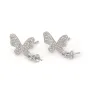 Semi-pierced butterfly earrings 12x15mm with zircons and customizable chain
