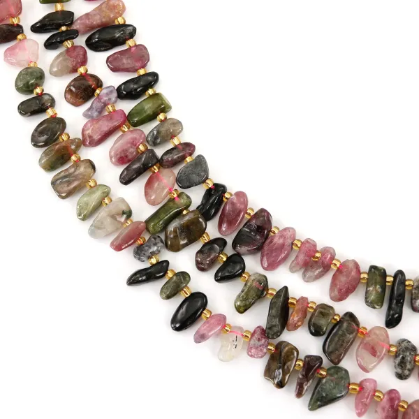 Multicolor tourmaline elongated chips x 39cm (approx 54pcs)