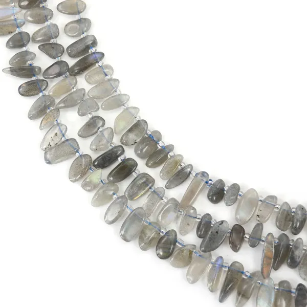 Elongated Labradorite chips x 39cm (approx. 53pcs)