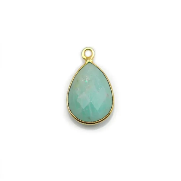 Amazonite Goutte Facettée | Composant Bijoux Doré à l’Or Fin