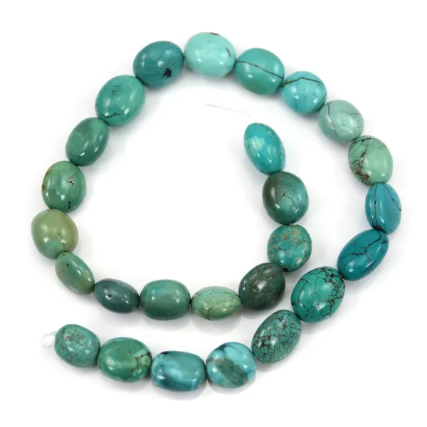 Turquoise ovale 9-15x10-18mm venduta su filo