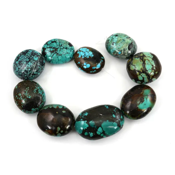 Natural turquoise oval 30-40x36-50mm x 38cm