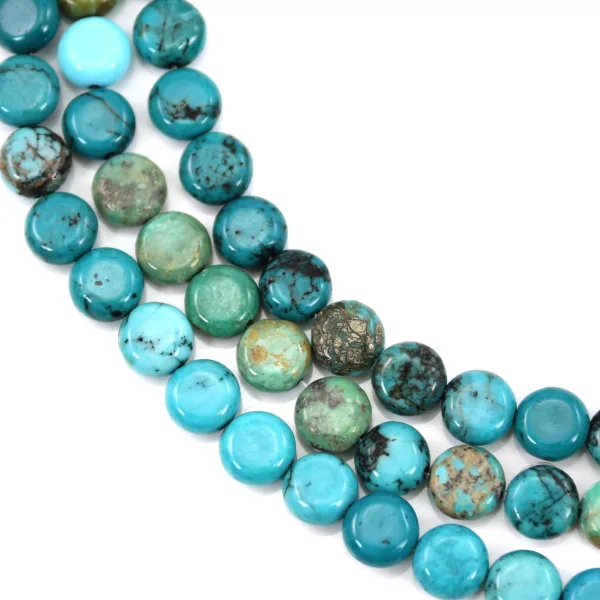 Turquoise flat round 8mm - grade A x 40cm