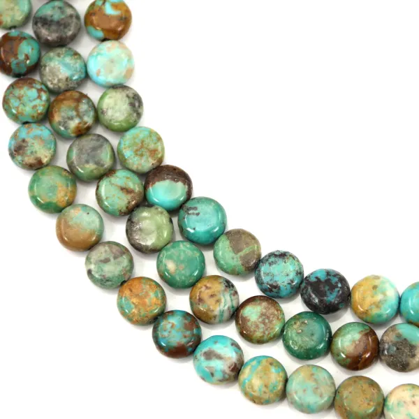 Flat round turquoise 8mm - quality B x 40cm
