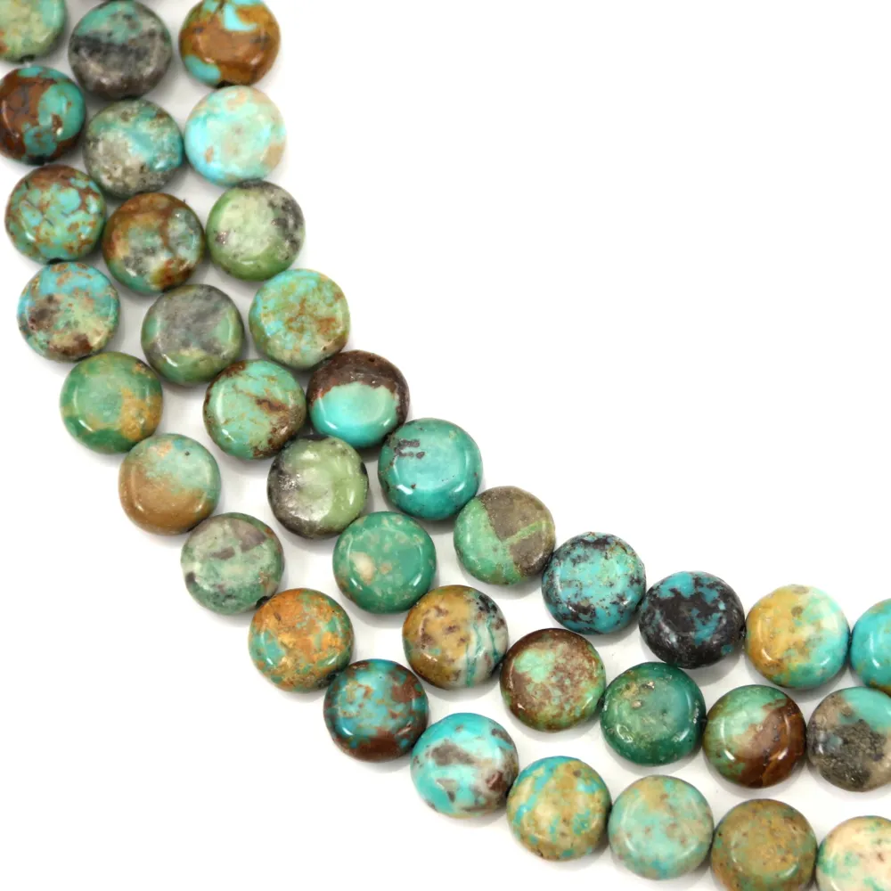 Perles redondas planas 8mm em Turquesa verdadeira para DIY