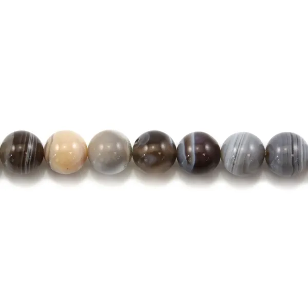 Agata Botswana redondo 10mm - Pedra natural cinza - Pérola para Pulseira