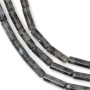 Perla de Larvikita Tubo 4x13mm | Labradorita Negra Natural
