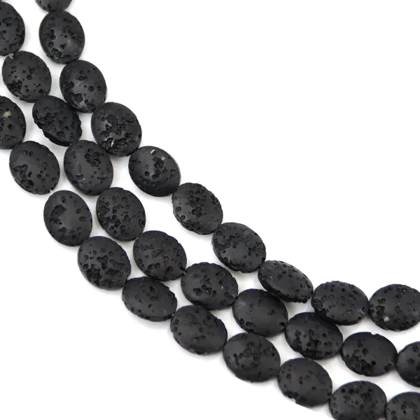Lava Stone Oval Bead 8x10mm | Black Natural Stone