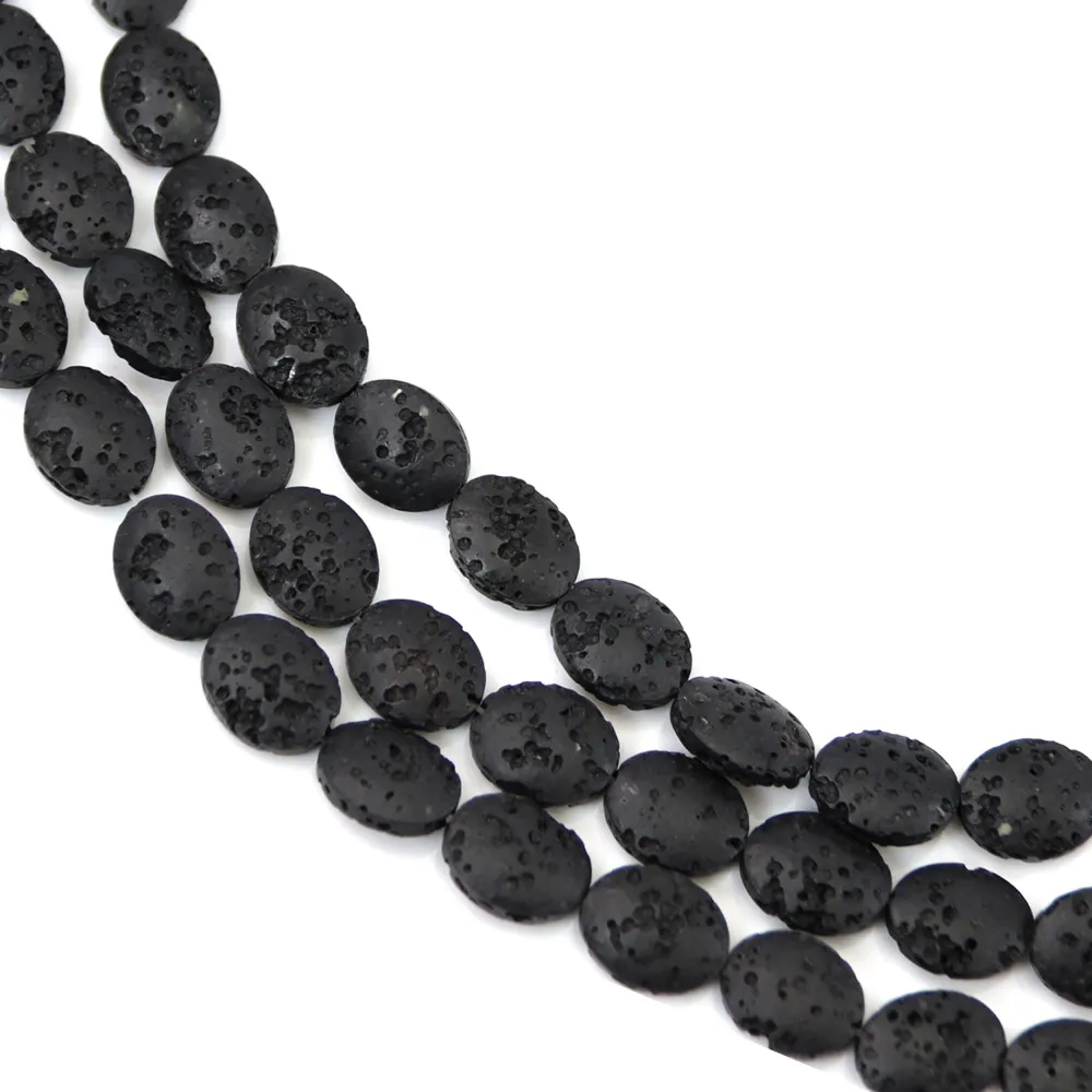 Perla di Pietra Lavica Ovale 8x10mm | Pietra Naturale Nera
