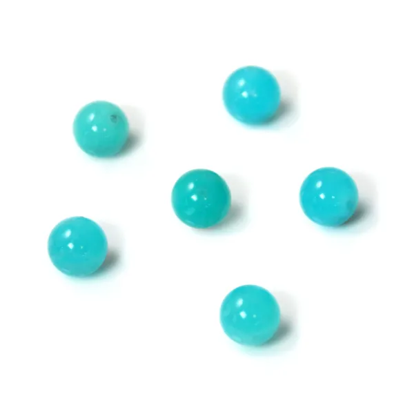 Amazonite du Pérou traité rond semi-percé 8mm x 2pcs
