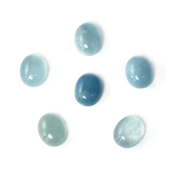 Cabochon Aigue Marine ovale 10x12mm x 1pc
