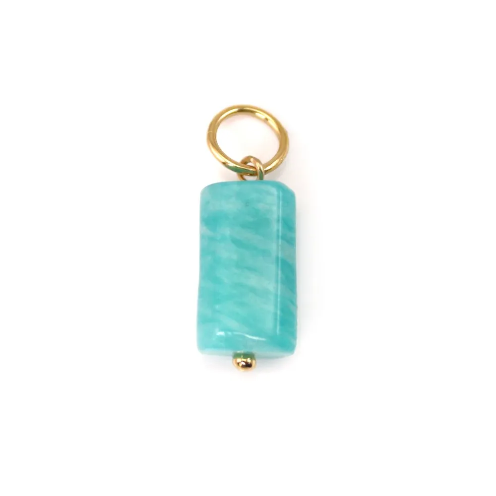 Pendant Peruvian Amazonite Baroque – Natural Stone & Gold Filled Ring