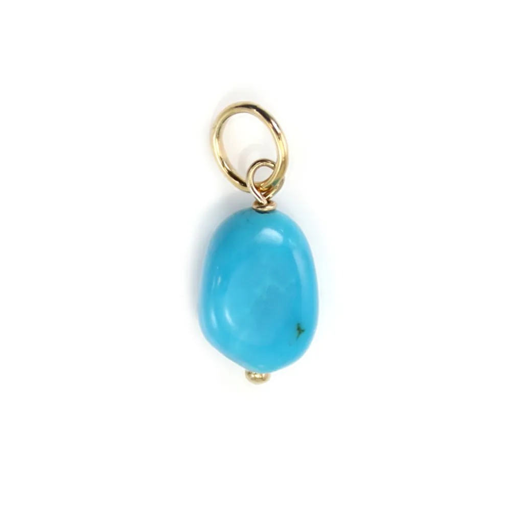 Pendentif Türkis Barock – Natürlicher Stein 8-10mm & Ring Gold Filled