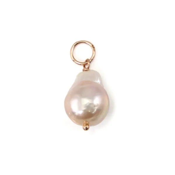 Péndulo Perla de Cultivo Barroca Multicolor – Aro Gold Filled Rosado 14K