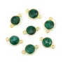 Breloque Redonda Esmeralda Tingida – Pedra Facetada em Prata Dourada 925