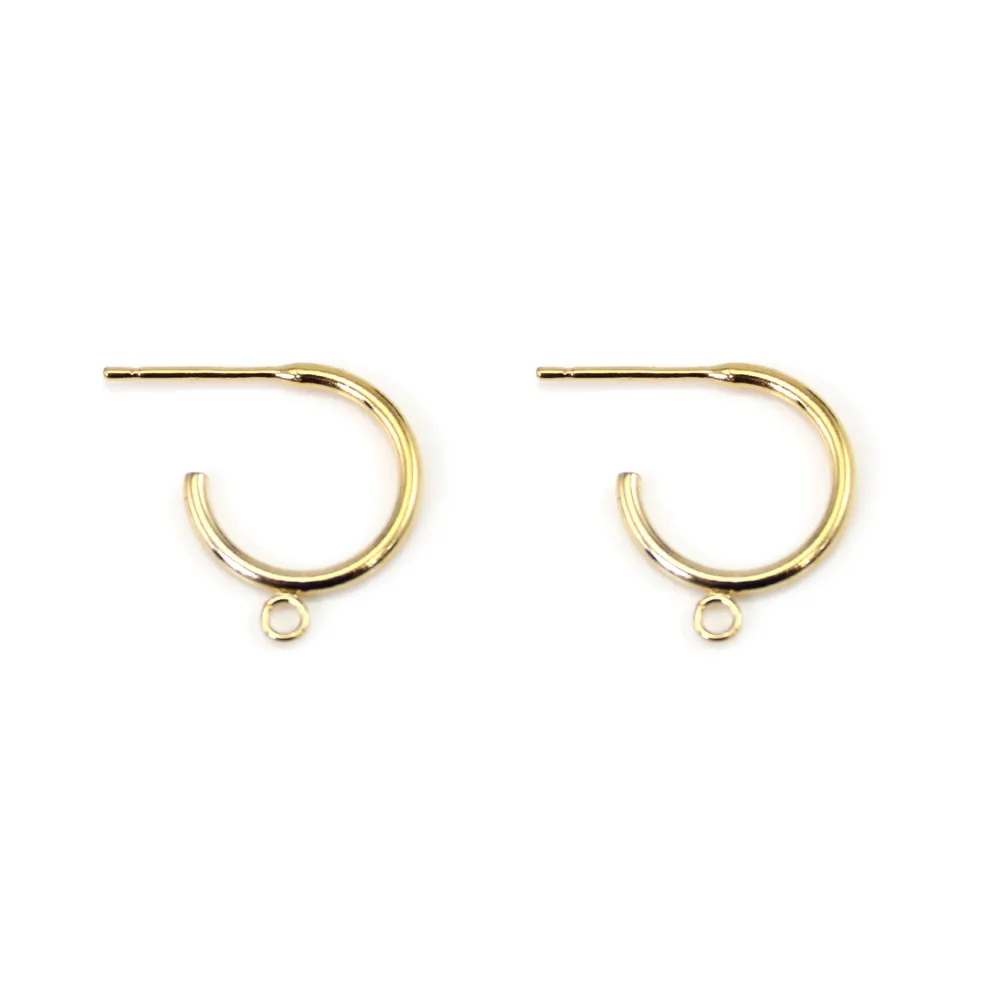 Creolen Ohrstecker 12mm – Gold Filled mit Öffnungsring x2