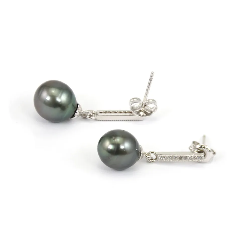 Earring starling silver 925 tahiti cultured pearl  x 2pcs