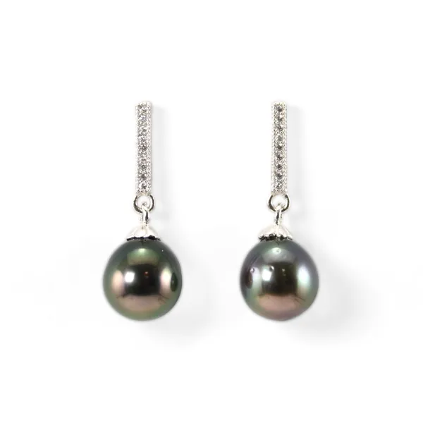 Pendientes Plata 925 Perlas cultivadas de Tahití x 2pcs