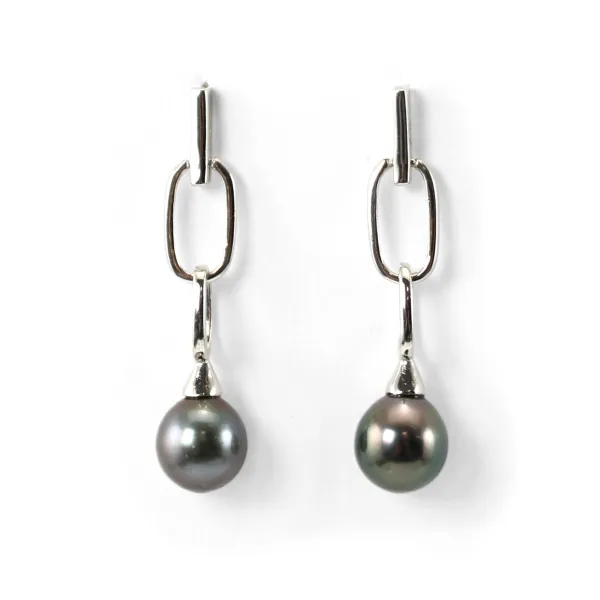 Pendientes Plata 925 Perlas cultivadas de Tahití x 2pcs