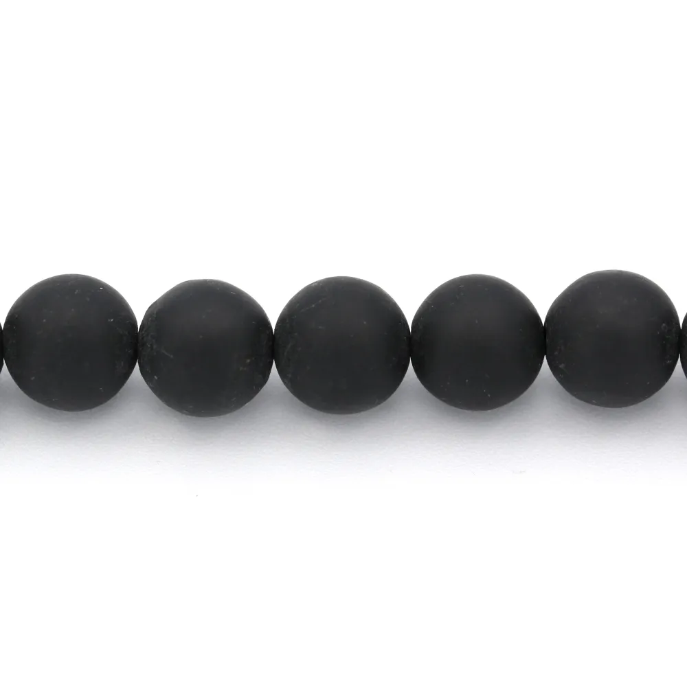 Matte black onyx round beads 12mm