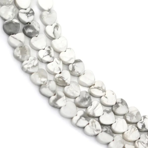 Perla Corazón Howlite 4mm | Piedra Natural Blanca Veteada