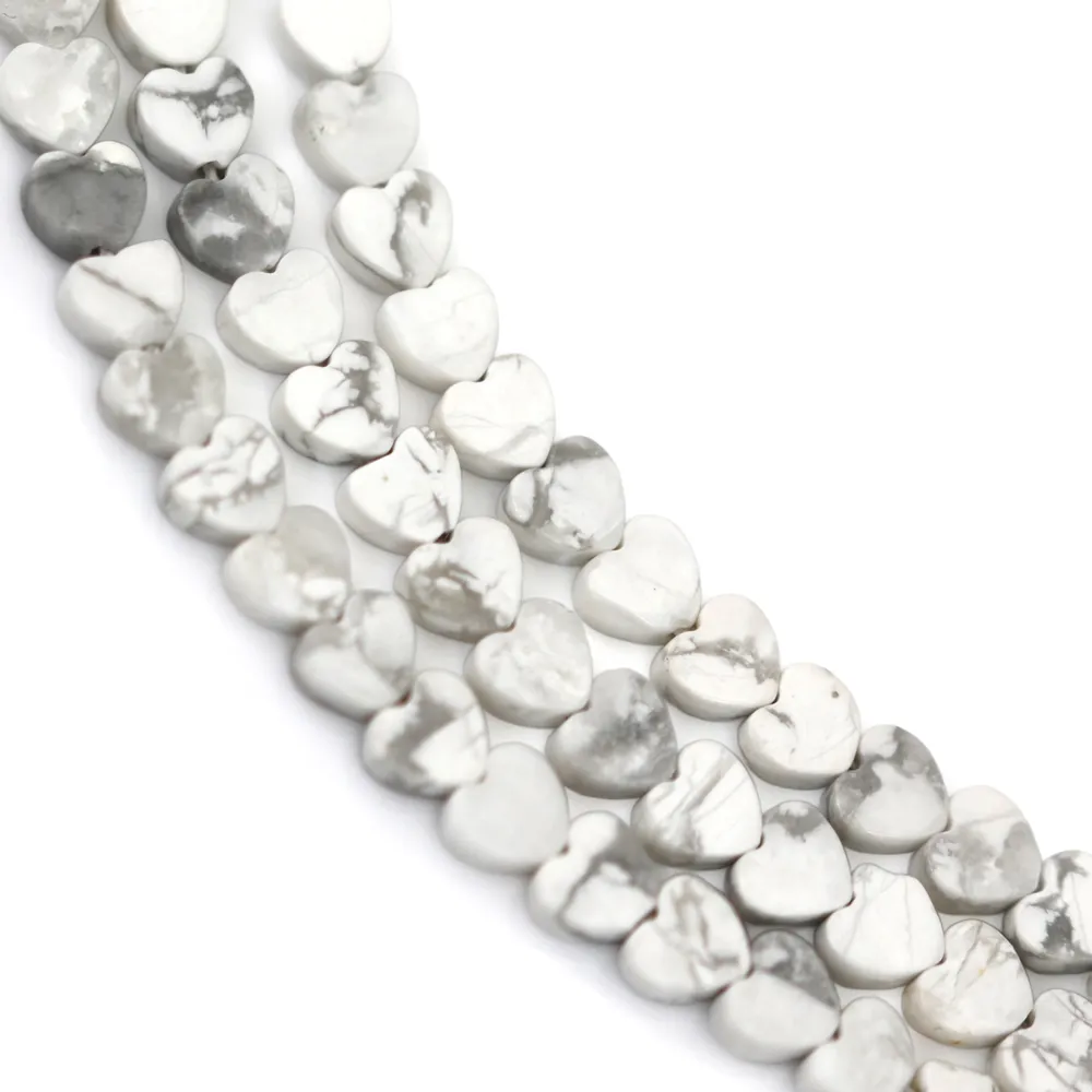 Heart Howlite Bead 4mm | White Veined Natural Stone