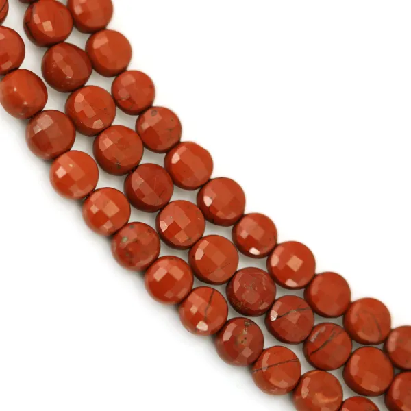Perla Redonda Plana Facetada Jaspe Rojo 4.5mm | Piedra Natural